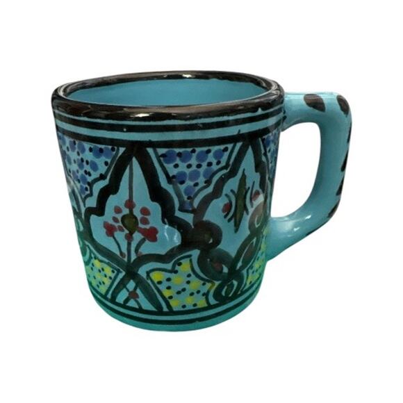 Le Souk Blue Print Ceramic Hand Painted Tunisian Mug - Picture 3 of 8